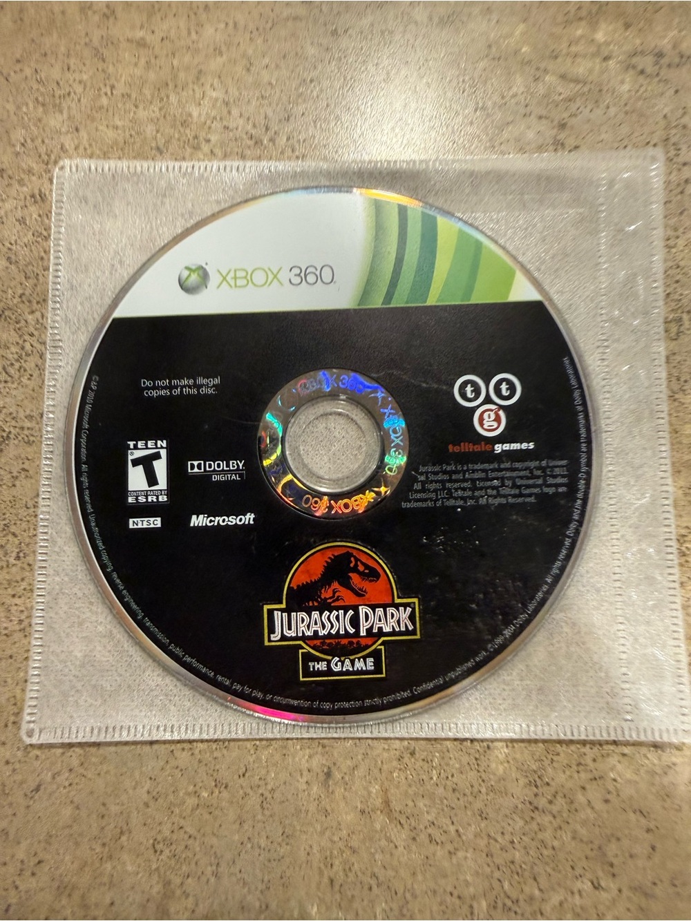 Jurassic Park The Game Microsoft Xbox 360 - Disc Only